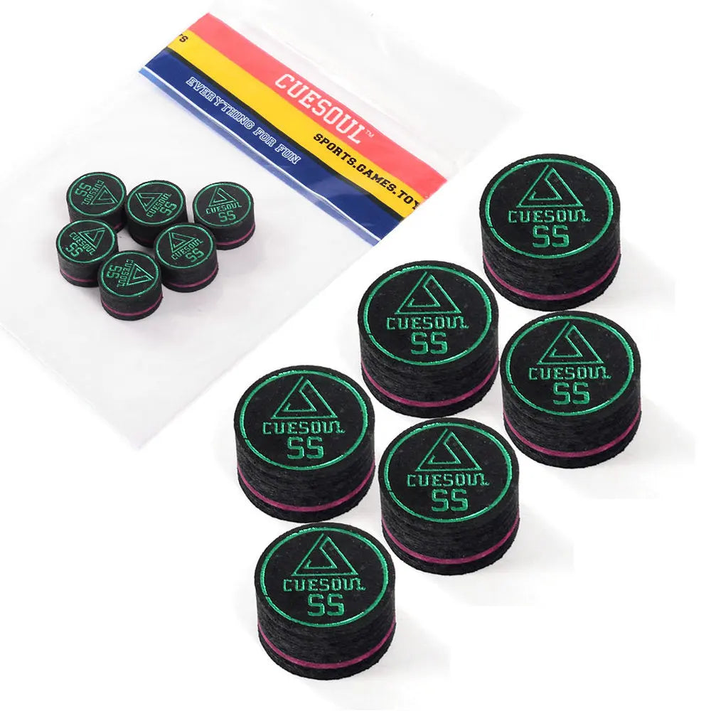 CUESOUL 14mm 8 Layer Pigskin Cue Tips for Pool Cue - 6 Pieces