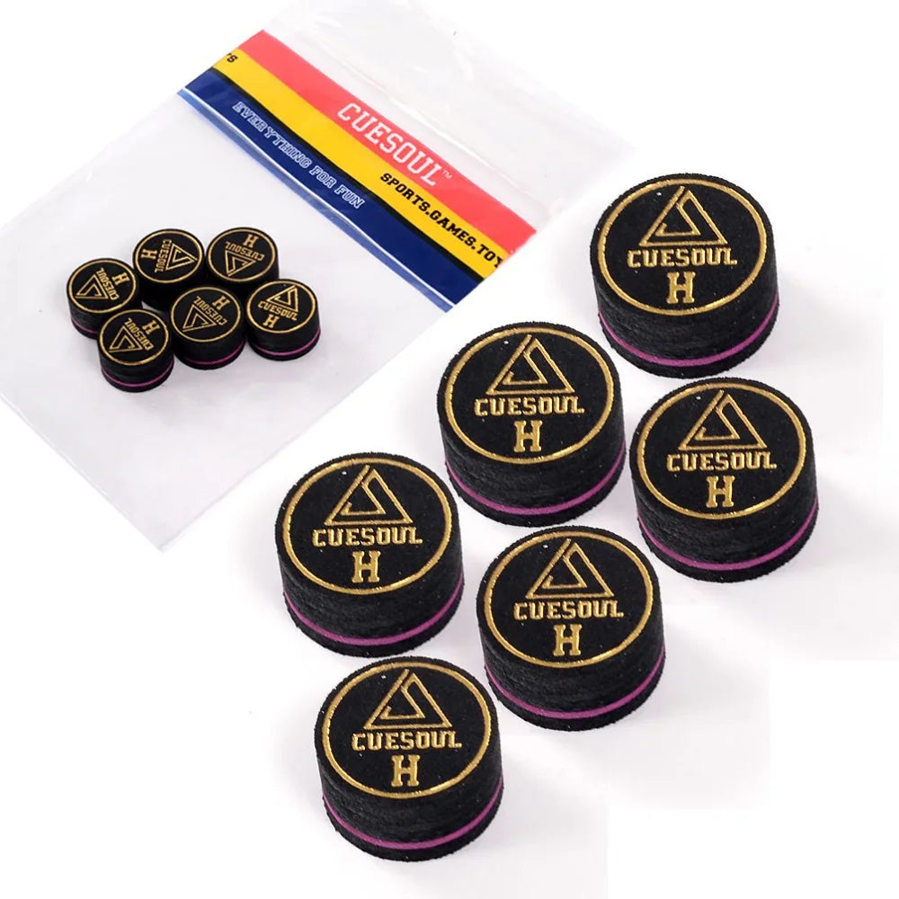 CUESOUL 14mm 8 Layer Pigskin Cue Tips for Pool Cue - 6 Pieces