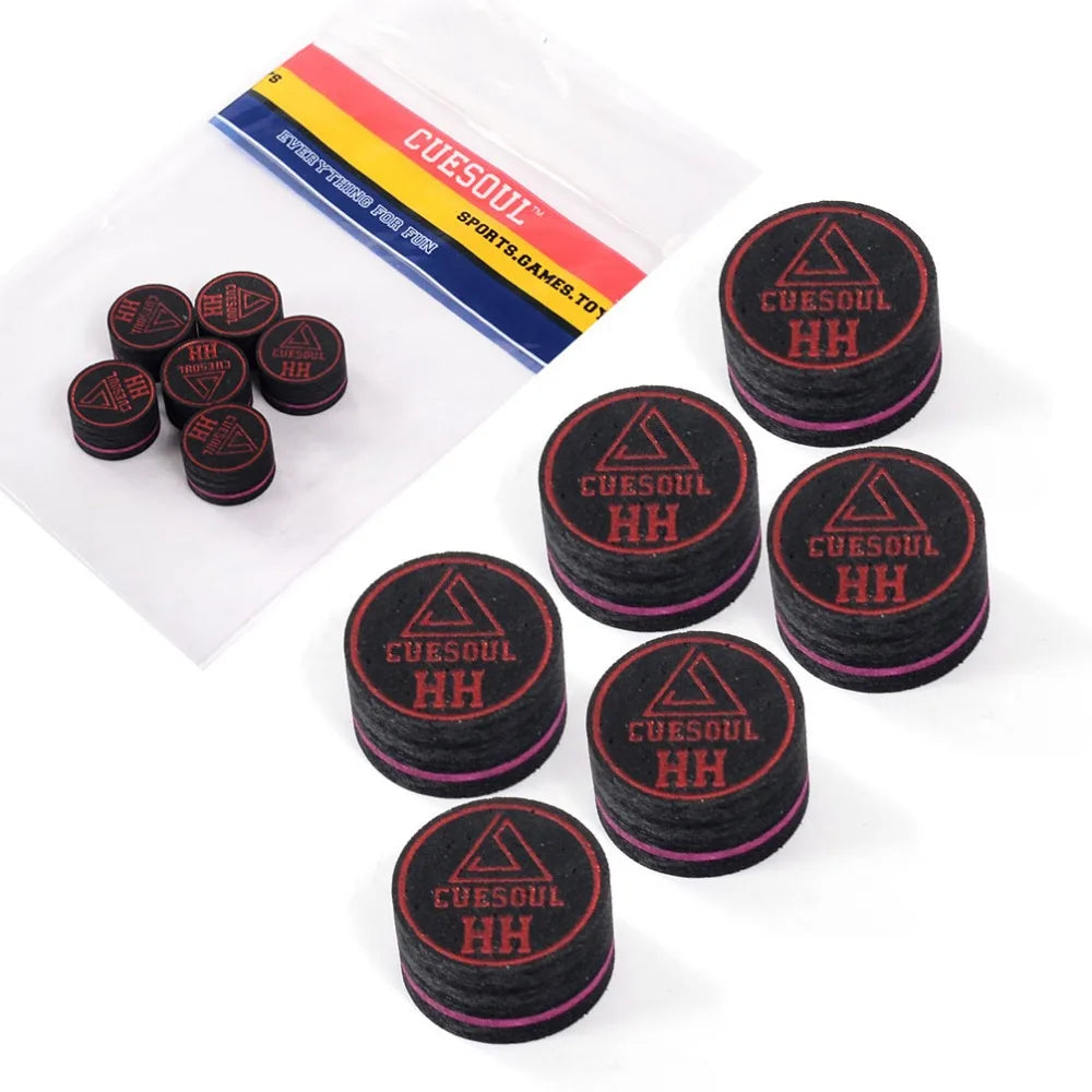 CUESOUL 14mm 8 Layer Pigskin Cue Tips for Pool Cue - 6 Pieces