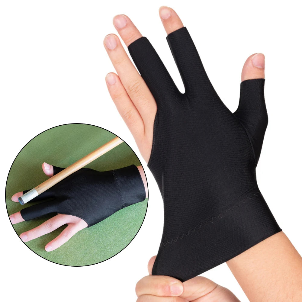 1Pc Pool Gloves Billiards Left Hand,3 Fingers Pool Billiard Gloves,Breathable Billiard Glove for Women/Men Left Hand,Cue Shooter