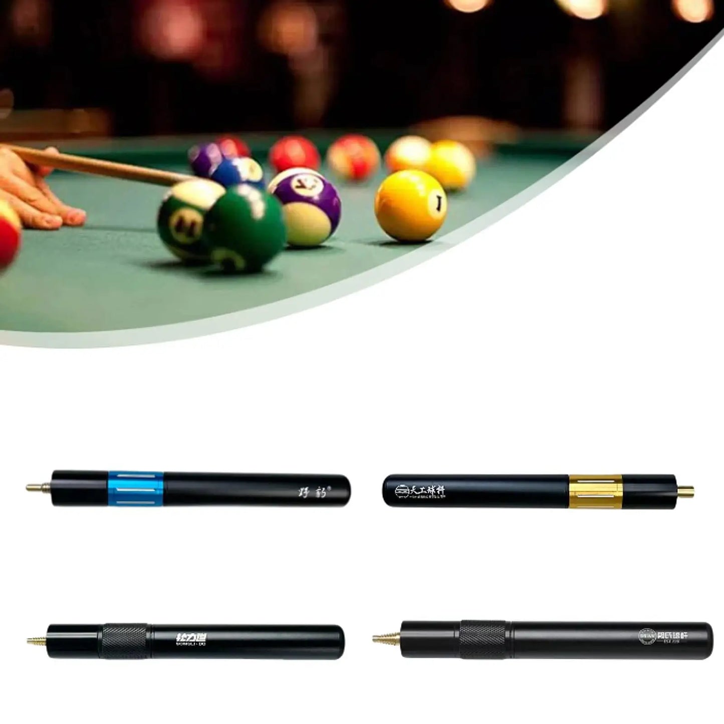 Pool Cue Extension Retractable Practice Compact Billiards Pool Cue Extension