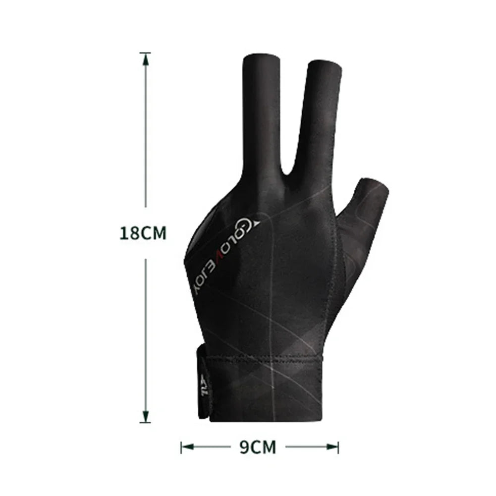 Open Finger Billiard Pool Gloves Adjustable Sticker Polyester Snooker Pool Gloves Portable Lightweight Reusable Amateur Training
