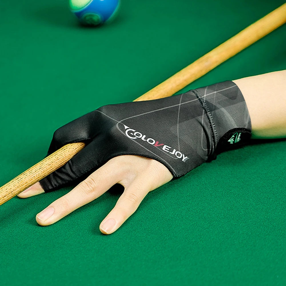 Open Finger Billiard Pool Gloves Adjustable Sticker Polyester Snooker Pool Gloves Portable Lightweight Reusable Amateur Training