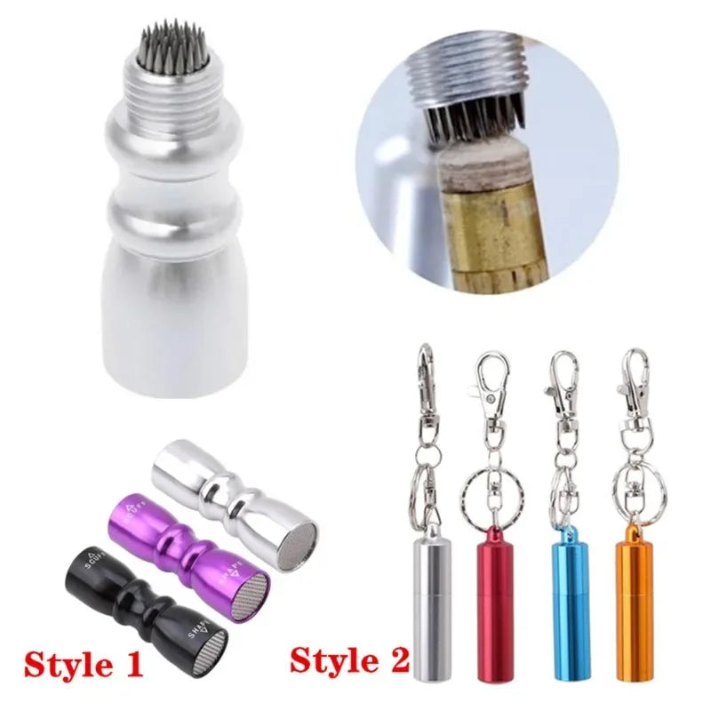 2 Styles Cue Tip Shaper Billiard Snooker Pool Cue Tip Shaper Snooker Cue Tips Multifunction Tool Shaper Scuffer Aerator Tapper