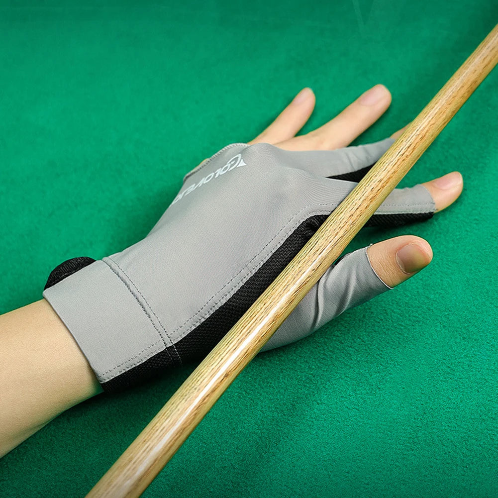 1pc Open Finger Billiard Gloves Breathable Polyester Snooker Pool Glove Adjustable Sticker Smooth Soft Lightweight Amateur Train