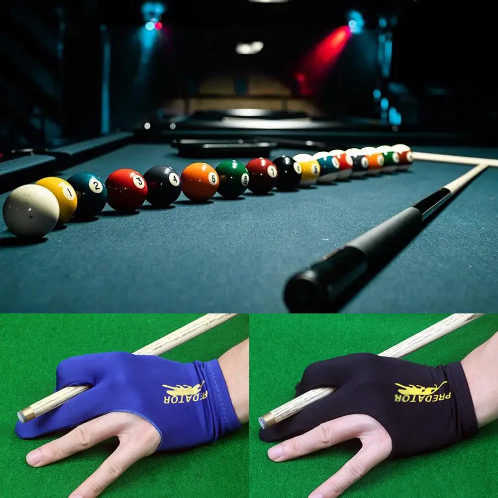 Predator Pool Gloves Batting Gloves Ultra Silky Breathable Anti Slip Elastic 3 Finger Double Stitched Billiard Gloves Left