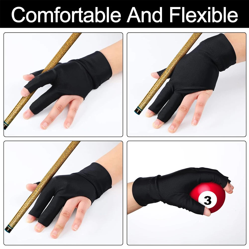 1Pc Pool Gloves Billiards Left Hand,3 Fingers Pool Billiard Gloves,Breathable Billiard Glove for Women/Men Left Hand,Cue Shooter