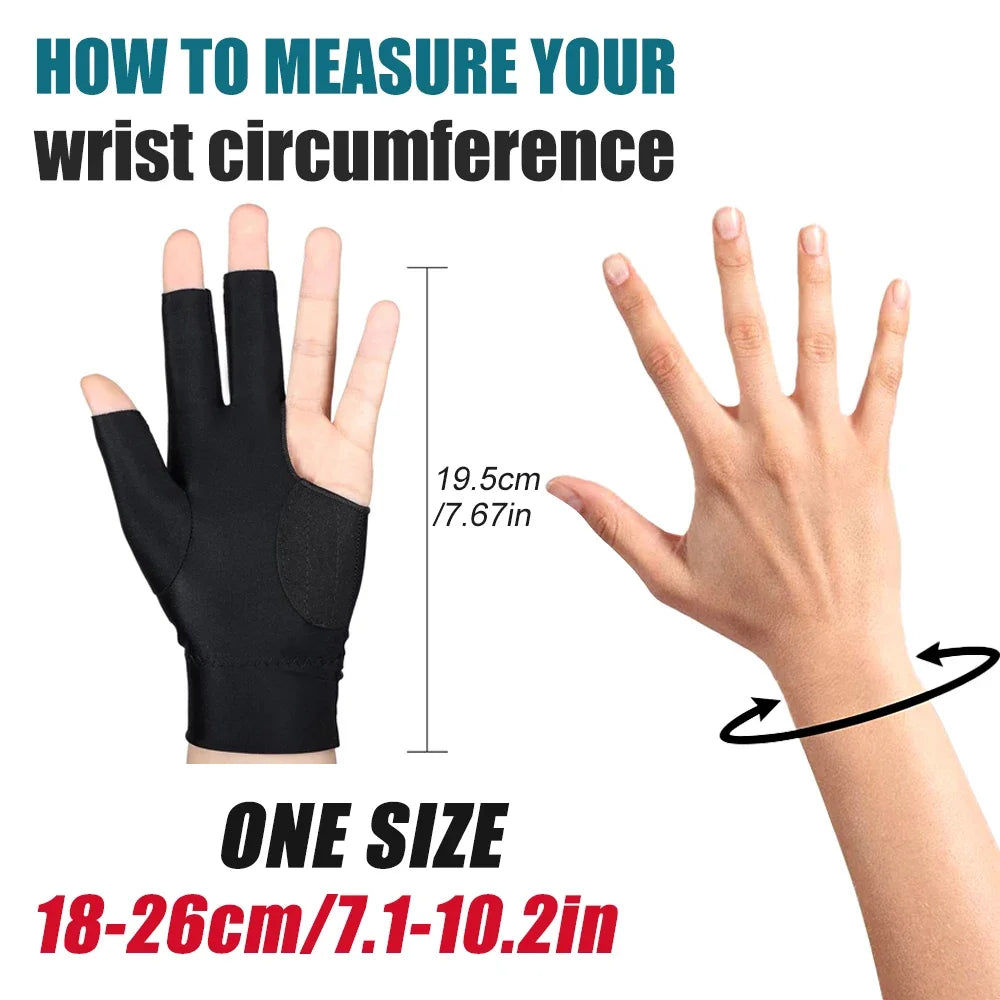 1Pc Pool Gloves Billiards Left Hand,3 Fingers Pool Billiard Gloves,Breathable Billiard Glove for Women/Men Left Hand,Cue Shooter