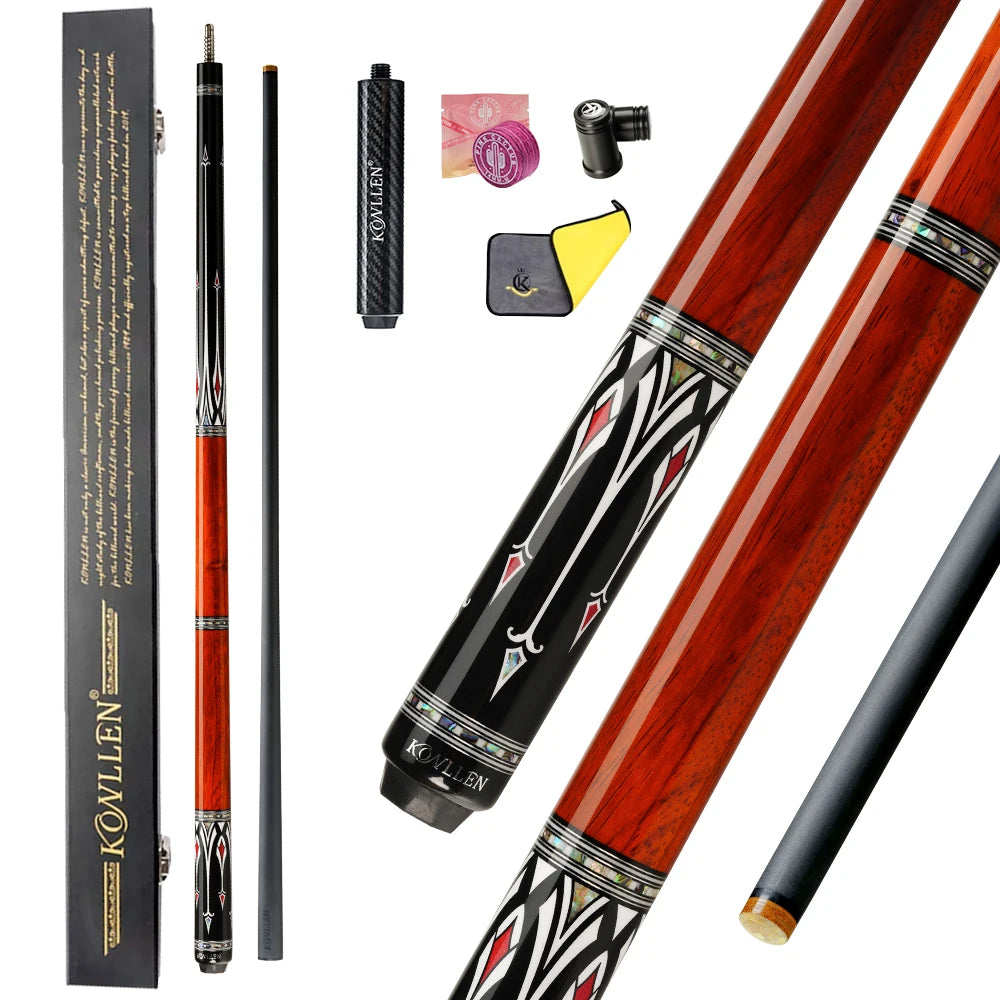 KONLLEN Billiard Cue AS Pool Cue 1/2 Stick Black Technology Carbon Fiber Shaft 3/8*8 Pin Abalone Handmade Inlay Professional