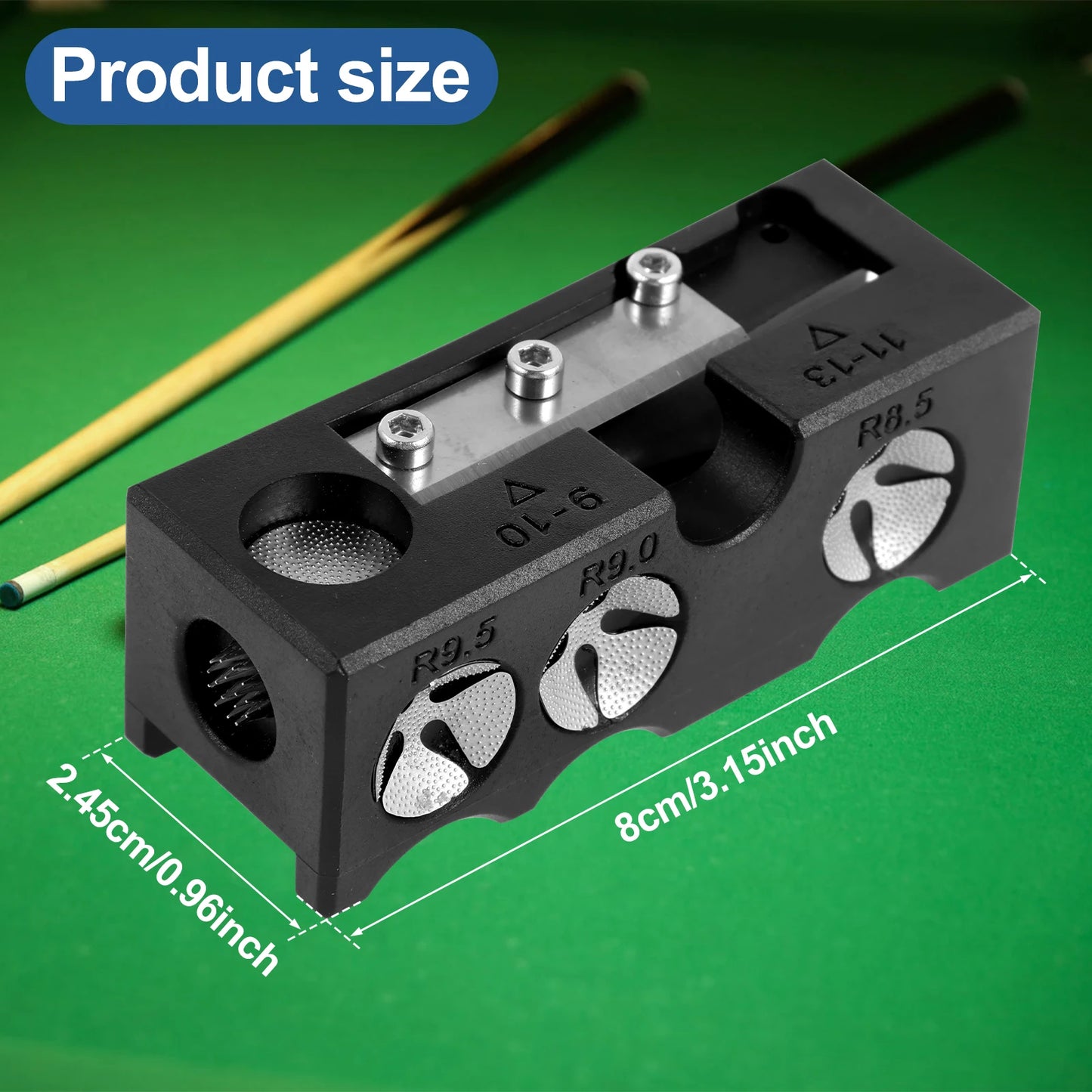 11 In 1 Billiard Cue Tip Shaper Aluminum Alloy Pool Cue Tip Repairer with Wrench and Replacement Blade Pool Cue Accessories