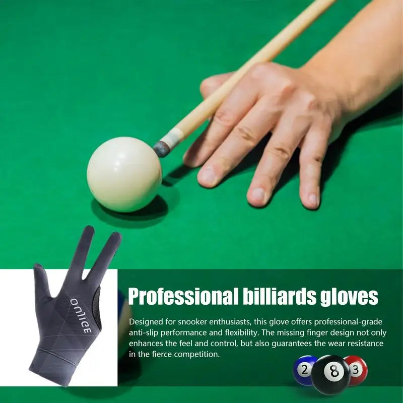 3 Finger Single Pool Gloves Non-Slip Pool & Billiards Gloves Breathable Wear-Resistant Cue Action Gloves Billiards Accessories