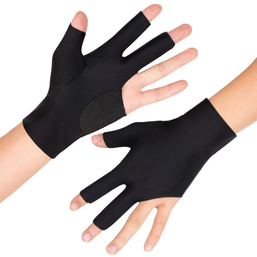1Pc Pool Gloves Billiards Left Hand,3 Fingers Pool Billiard Gloves,Breathable Billiard Glove for Women/Men Left Hand,Cue Shooter
