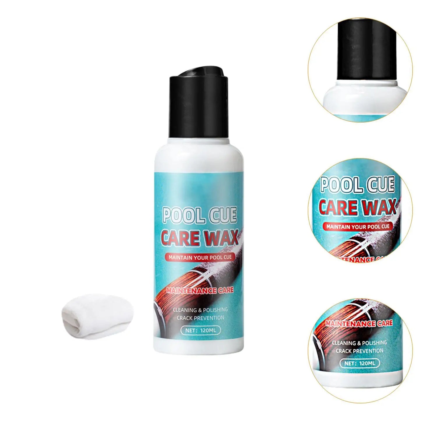 Pool Cue Polishing Wax Cue Stick Polisher Protective with Towel 120ml Cue