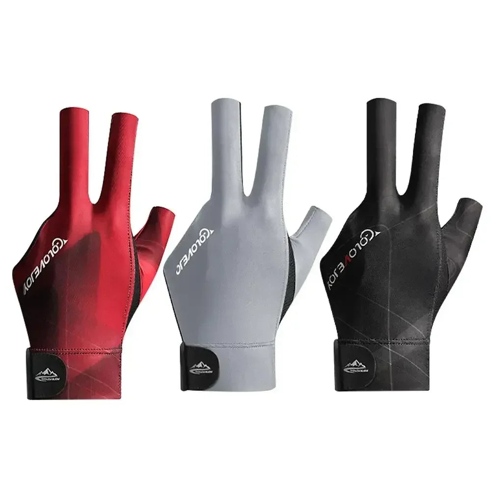 1pc Open Finger Billiard Gloves Breathable Polyester Snooker Pool Glove Adjustable Sticker Smooth Soft Lightweight Amateur Train