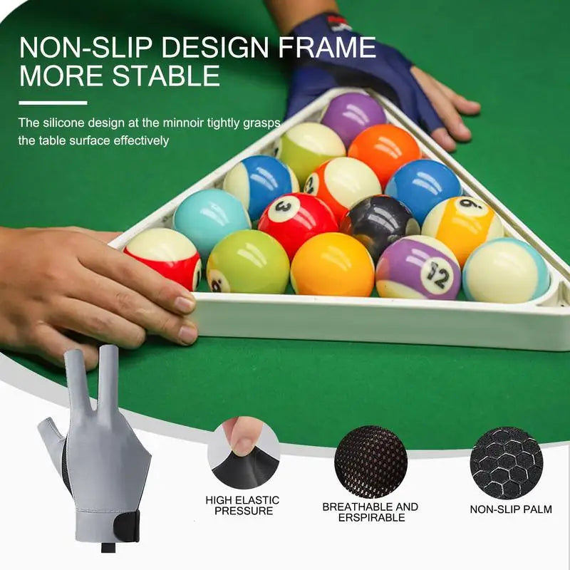 Pool Gloves 3 Finger Professional Snooker Pool Gloves Lightweight And Non-Slip Universal Billiards Accessories For Right Hand