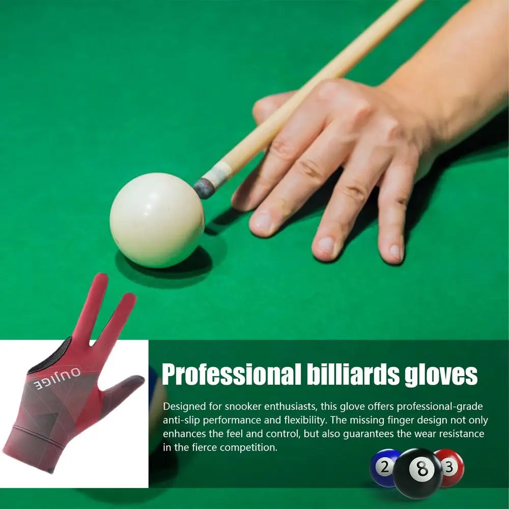 3 Finger Single Pool Gloves Non-Slip Pool & Billiards Gloves Breathable Wear-Resistant Cue Action Gloves Billiards Accessories