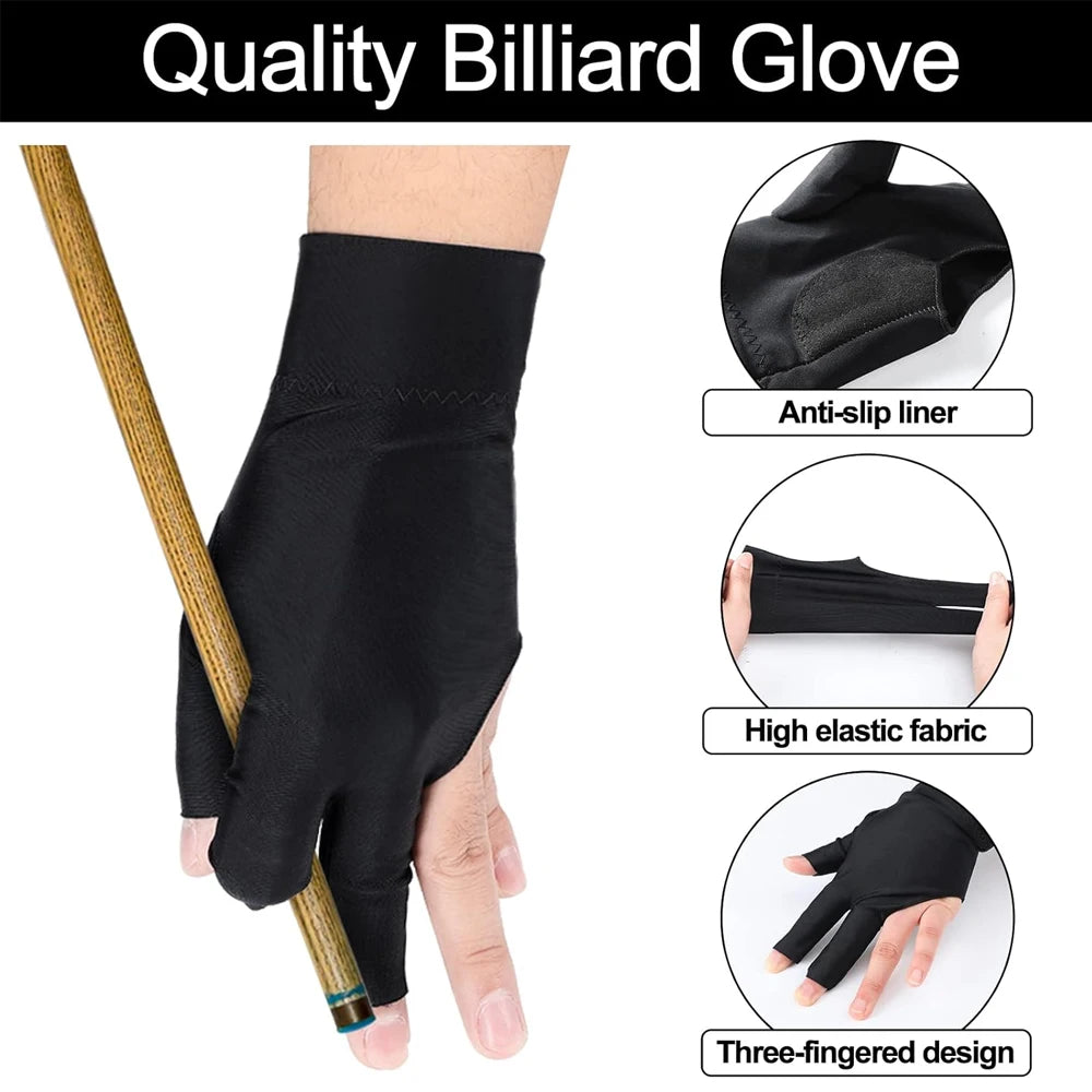 1Pc Pool Gloves Billiards Left Hand,3 Fingers Pool Billiard Gloves,Breathable Billiard Glove for Women/Men Left Hand,Cue Shooter