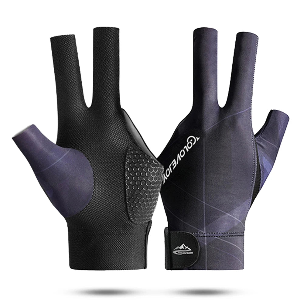 Open Finger Billiard Pool Gloves Adjustable Sticker Polyester Snooker Pool Gloves Portable Lightweight Reusable Amateur Training