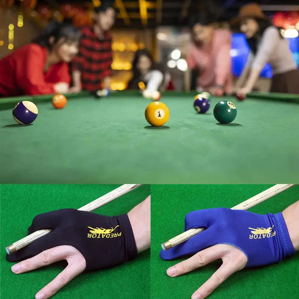 Predator Pool Gloves Batting Gloves Ultra Silky Breathable Anti Slip Elastic 3 Finger Double Stitched Billiard Gloves Left