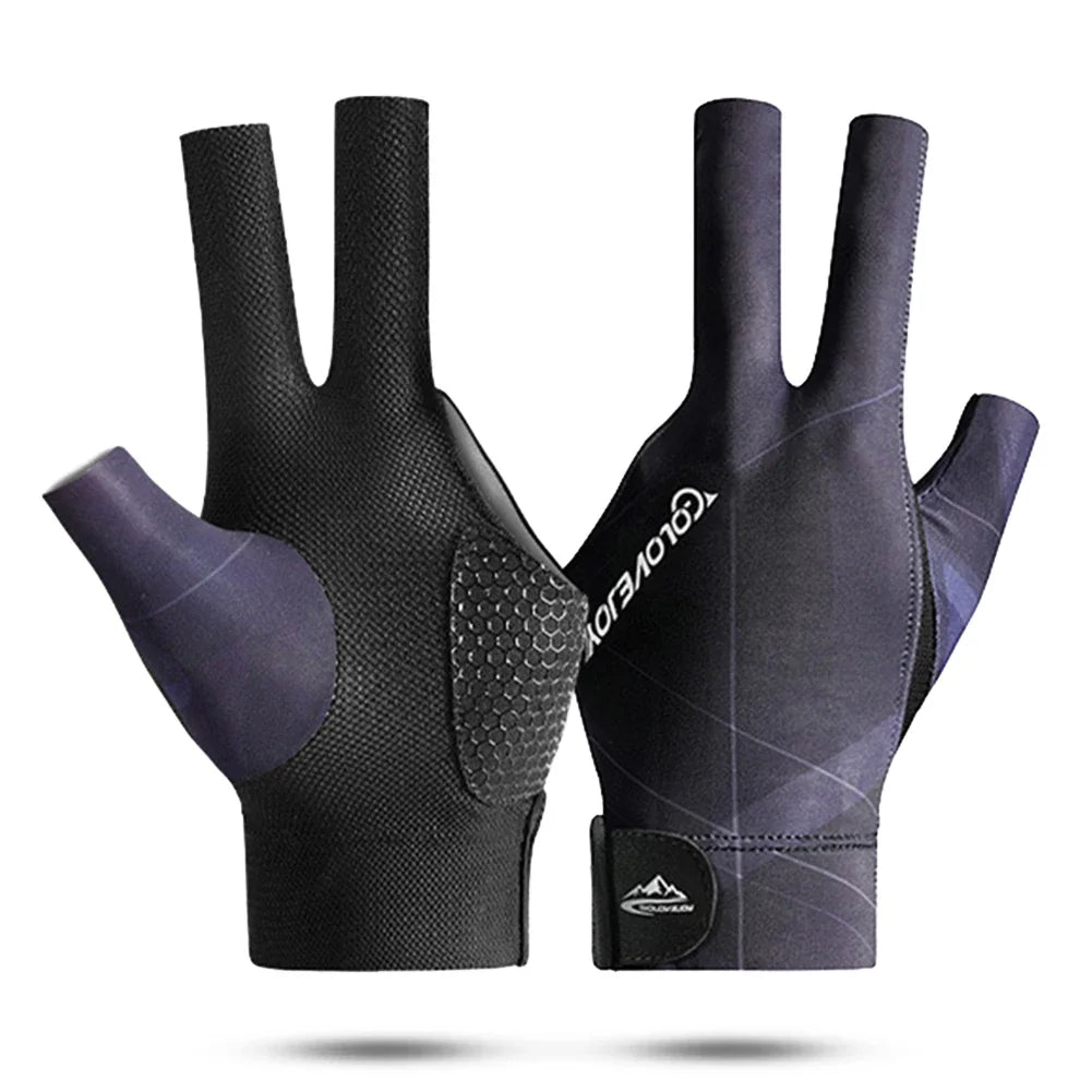 Open Finger Billiard Pool Gloves Adjustable Sticker Polyester Snooker Pool Gloves Portable Lightweight Reusable Amateur Training